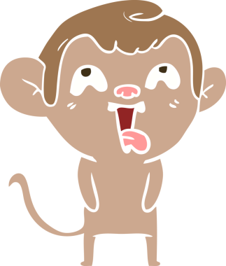 Bir insan tarafından çizilmiş düz renk çizgi film maymunu.