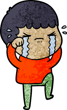 Bir insan tarafından çizilmiş ağlayan çizgi film adamı.