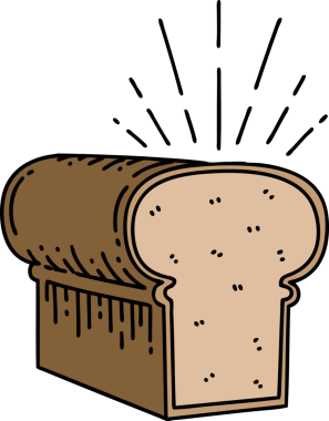 Bir insan tarafından çizilmiş geleneksel bir somun ekmek dövmesi.