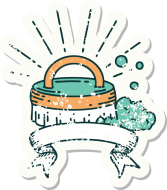 Eski bir dövme stili çıkartması. Bir insan tarafından çizilmiş fırça.