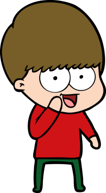 Bir insan tarafından çizilmiş mutlu çizgi film çocuğu.