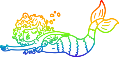 gökkuşağı gradyan çizgi çizimi bir insan tarafından çizilmiş bir denizkızı