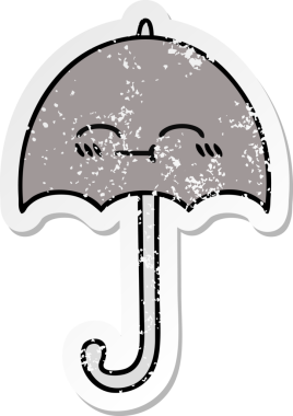 Bir insan tarafından çizilmiş şirin bir şemsiyenin sıkıntılı çıkartması.