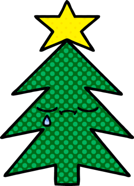 Bir insan tarafından çizilmiş bir Noel ağacının çizgi romanı.