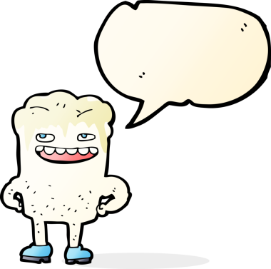 Bir insan tarafından çizilmiş, kötü dişli bir çizgi film.