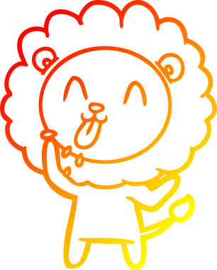 Bir insan tarafından çizilmiş mutlu çizgi film aslanının sıcak çizgi çizimi