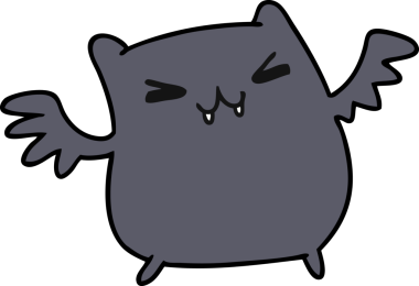 Bir insan tarafından çizilmiş kawaii sevimli yarasasının çizgi film çizimi