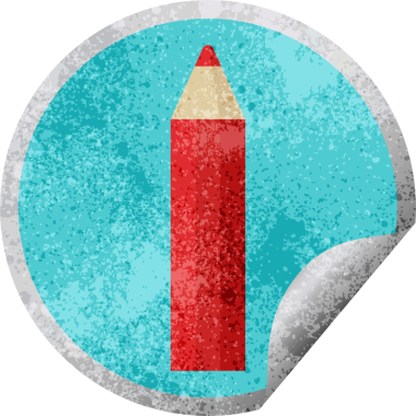 kırmızı renkli kalem grafik vektör çizimi bir insan tarafından çizilmiş dairesel etiket