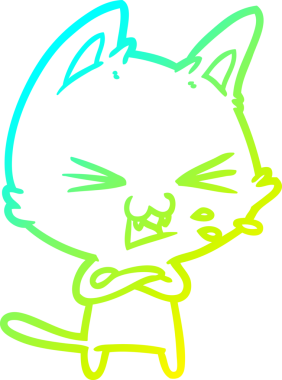 Bir insan tarafından çizilen çizgi film kedisinin soğuk gradyan çizimi