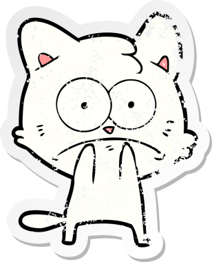 Bir insan tarafından çizilmiş gergin bir kedinin sıkıntılı çıkartması.