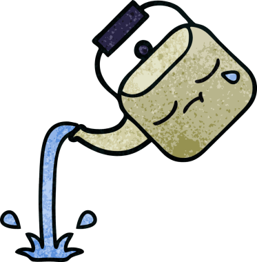 Bir insan tarafından çizilmiş eski grunge desenli bir çaydanlık.