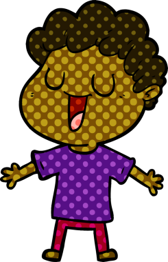 Bir insan tarafından çizilmiş gülen karikatür adam.