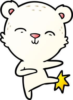 Bir insan tarafından çizilmiş mutlu kutup ayısı çizimi.