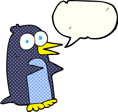 Bir insan tarafından çizilmiş serbest çizilmiş çizgi roman konuşma balonu pengueni.