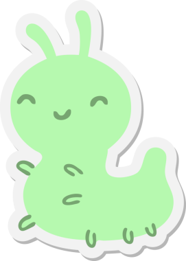 Bir insan tarafından çizilmiş sevimli çizgi film böcek etiketi.