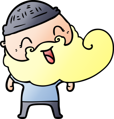 Bir insan tarafından çizilmiş mutlu sakallı adam.