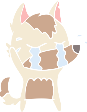 Bir insan tarafından çizilmiş düz renkli ağlayan kurt resmi.