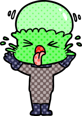 Bir insan tarafından çizilmiş garip bir uzaylı çizgi filmi.