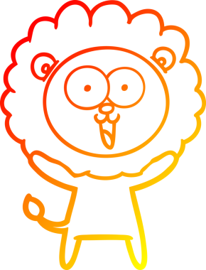 Bir insan tarafından çizilmiş mutlu çizgi film aslanının sıcak çizgi çizimi