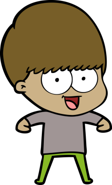 Bir insan tarafından çizilmiş mutlu çizgi film çocuğu.