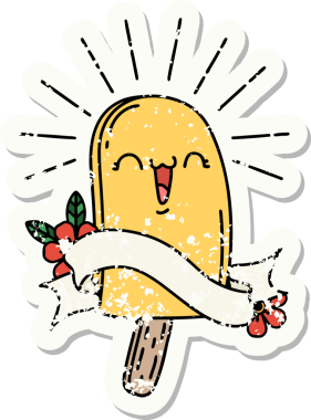 Bir insan tarafından çizilmiş eski bir dövme stili buz çubuğu.