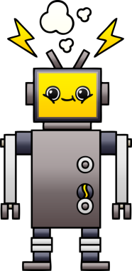 Bir insan tarafından çizilmiş bir robotun gölgelenmiş çizimi