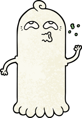 Bir insan tarafından çizilmiş çizgi film hayaleti.