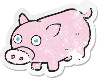 İnsan tarafından çizilmiş bir domuz yavrusunun gerilimli etiketi.