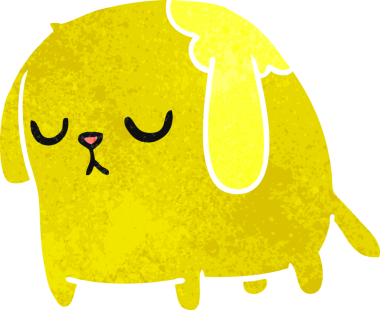 Bir insan tarafından çizilmiş sevimli üzgün kawaii köpeğinin serbest çizimi.