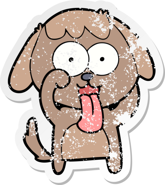 Bir insan tarafından çizilmiş şirin bir köpeğin sıkıntılı çıkartması.