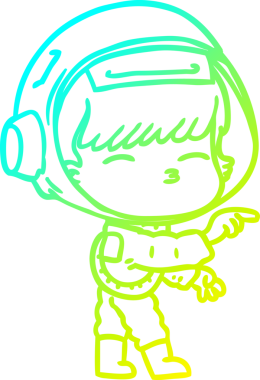 Bir insan tarafından çizilmiş soğuk gradyan çizgi çizimi meraklı bir astronot.