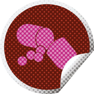 Kapsül hapı illüstrasyon dairesel soyma etiketi bir insan tarafından çizilmiş.