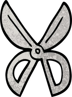 Bir insan tarafından çizilmiş grunge desenli çizim makasları.