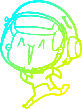 Bir insan tarafından çizilmiş mutlu bir astronotun soğuk gradyan çizimi.