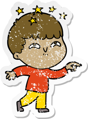 Bir çizgi filmin sıkıntılı çıkartması Bir insan tarafından çizilmiş hayret verici bir çocuk