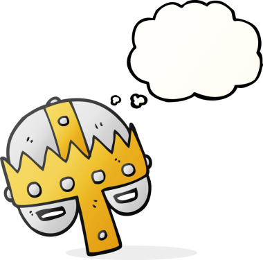 Bir insan tarafından çizilmiş serbest çizim balon karikatür ortaçağ miğferi