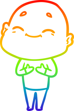 gökkuşağı gradyan çizimi mutlu bir çizgi kel adamın çizimi bir insan tarafından çizildi