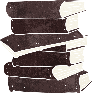 Bir insan tarafından çizilmiş bir yığın kitap.