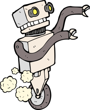 Bir insan tarafından çizilmiş komik robot.