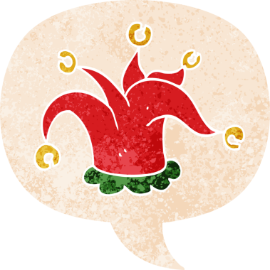 komik soytarı şapkası grunge içinde konuşma baloncuğu bir insan tarafından çizilmiş tedirgin geçmiş dokuma tarzı