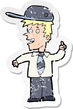 Bir insan tarafından çizilmiş bir karikatür okulunun gerilmiş çıkartması.