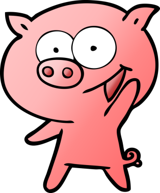 Bir insan tarafından çizilmiş neşeli domuz çizgi filmi.