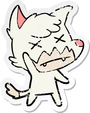 Bir insan tarafından çizilmiş ölü tilki çizgi filminin sıkıntılı çıkartması.