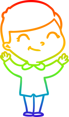 gökkuşağı gradyan çizgi çizimi bir insan tarafından çizilmiş gülümseyen bir çizgi çocuk