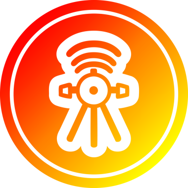 İletişim uydusu dairesel simgesi bir insan tarafından çizilmiş.