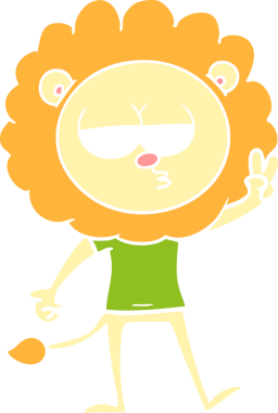 Bir insan tarafından çizilen düz renk çizgi film sıkılmış aslan sallaması