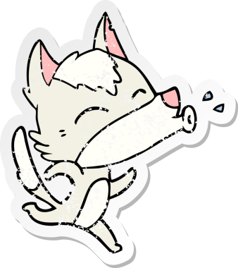 Bir insan tarafından çizilmiş uluyan kurt çizgi filminin sıkıntılı çıkartması.