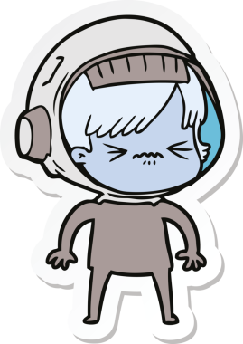 Bir insan tarafından çizilmiş astronot bir kadının çıkartması.