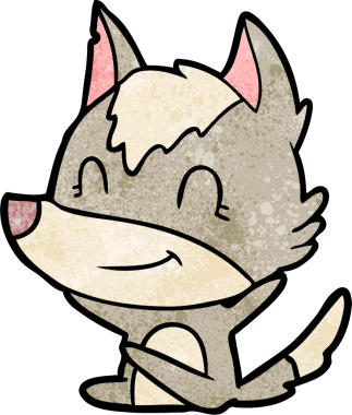 Bir insan tarafından çizilmiş dost canlısı bir kurt.