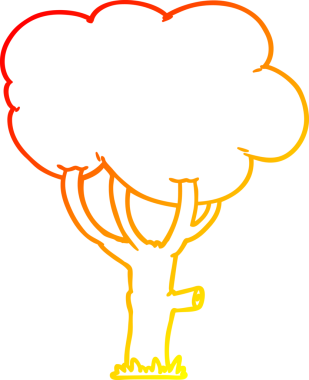 Bir insan tarafından çizilmiş bir çizgi film ağacının sıcak gradyan çizimi